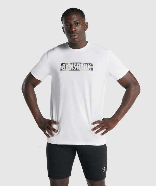 Panske Tricka Gymshark Block Infill Biele | WR9530271